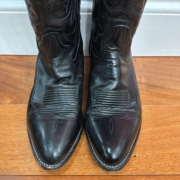 Tony Lama Vintage Boots Mens Black Western Embroidered Cowboy VM2993 size 7.5D - Picture 2 of 16